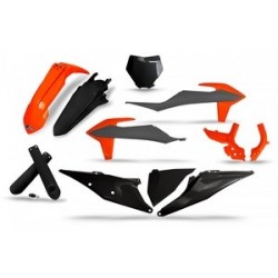 Kit plastiques UFO noir/gris/orange fluo - KTM