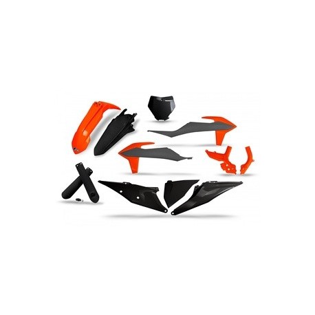 Kit plastiques UFO noir/gris/orange fluo - KTM