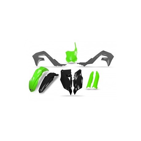 Kit plastiques UFO noir/gris/vert fluo - Kawasaki