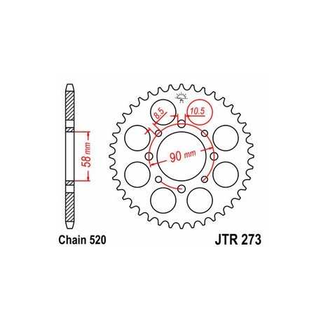 Couronne JT SPROCKETS acier standard 273 - 520