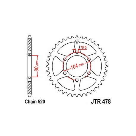 Couronne JT SPROCKETS acier standard 478 - 520