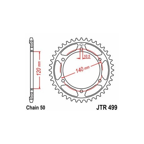 Couronne JT SPROCKETS acier standard 499 - 530