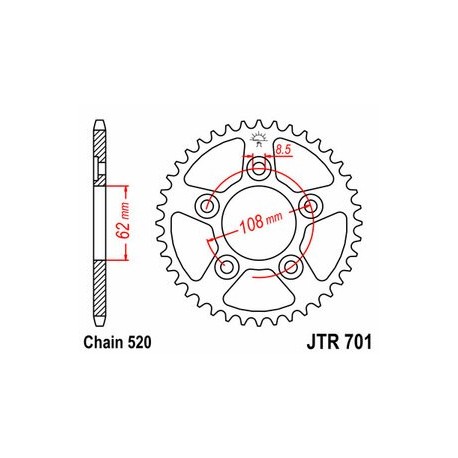 Couronne JT SPROCKETS acier standard 701 - 520