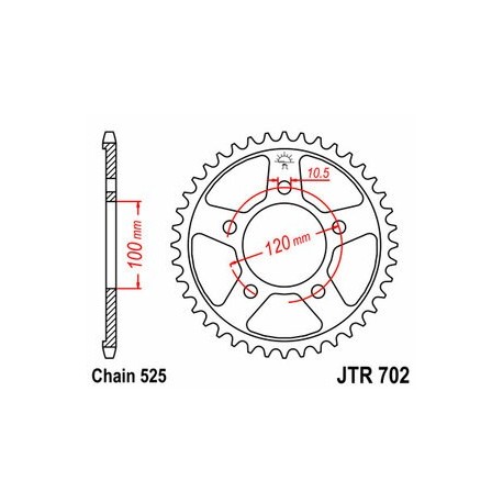 Couronne JT SPROCKETS acier standard 702 - 525