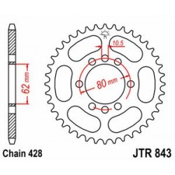 Couronne JT SPROCKETS acier standard 843 - 428