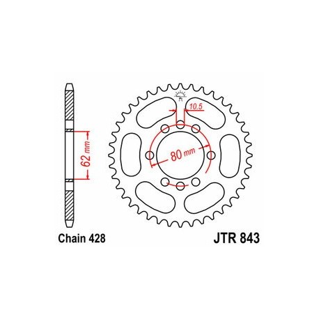 Couronne JT SPROCKETS acier standard 843 - 428