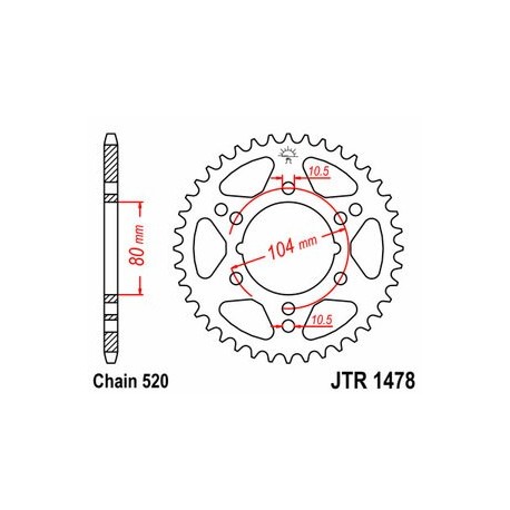 Couronne JT SPROCKETS acier standard 1478 - 520