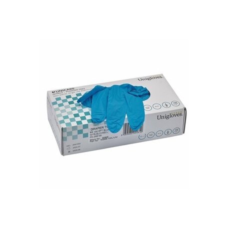 Gants nitrile d'atelier DRAPER bleu (100 pièces)