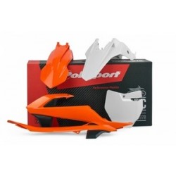 Kit plastique POLISPORT avec cache boîte à air/plaques latérales couleur origine (2016) KTM SX65