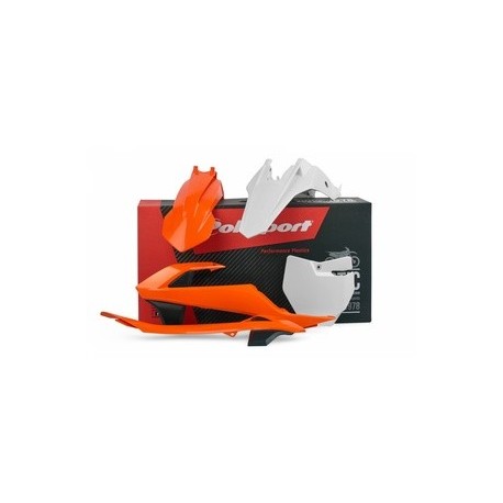 Kit plastique POLISPORT avec cache boîte à air/plaques latérales couleur origine (2016) KTM SX65