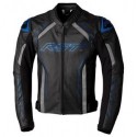 Veste RST S1 CE cuir noir/gris/bleu fluo - Taille S