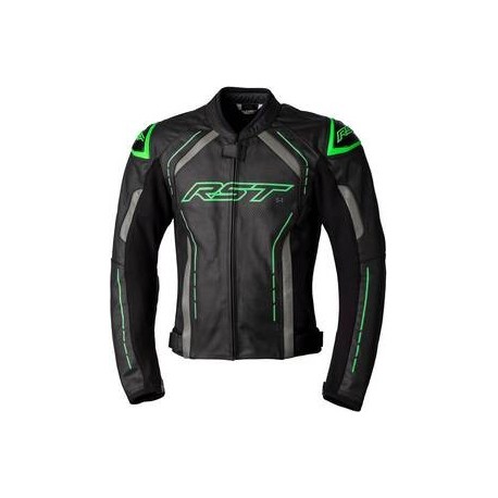 Veste RST S1 CE cuir noir/gris/vert fluo taille S