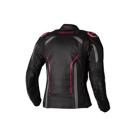 Veste femme RST S1 CE cuir noir/rose fluo taille XS