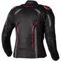 Veste femme RST S1 CE cuir noir/rose fluo