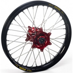 Roue arrière complète HAAN WHEELS 18x2,15x36T jante noir/moyeu rouge/rayons argent/têtes de rayons argent