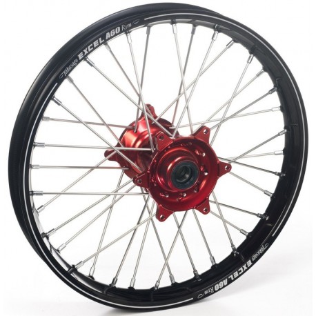 Roue arrière complète HAAN WHEELS A60 19x2,15x36T jante noir/moyeu rouge/rayons argent/têtes de rayons argent