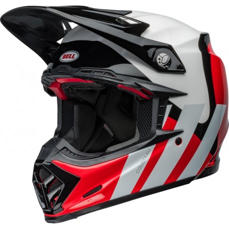 Casque BELL Moto-9S Flex - Hello Cousteau Stripes Gloss White/Red