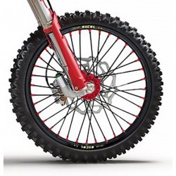 Roue avant complète HAAN WHEELS 19x1,40x32T jante noir/moyeu rouge/rayons noir/têtes de rayons rouge