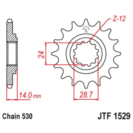 Pignon JT SPROCKETS acier anti-bruit 1529 - 525