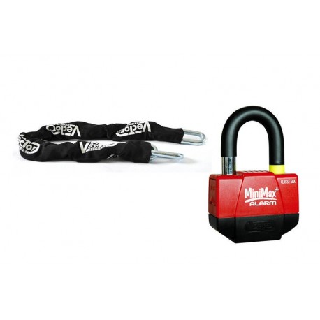 Kit antivol VECTOR - chaîne 1.30m + cadenas/bloque-disque MiniMax Alarm+