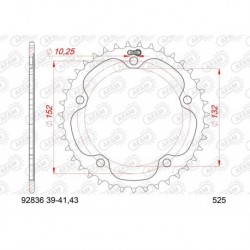 Couronne AFAM acier standard 92836 - 525 - 43 dents