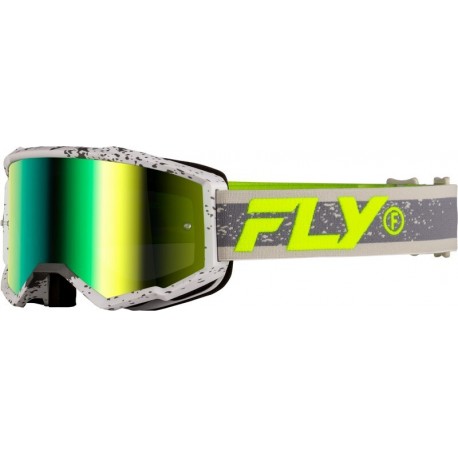 Masque FLY RACING Zone Dark Grey/Hi-Vis - écran Iridiscent Green