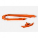 Kit patin de bras oscillant + patin de chaîne inférieur UFO orange KTM