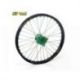 Roue avant complète HAAN WHEELS SM 17x3,50x36T jante noir/moyeu vert/rayons argent/têtes de rayons argent