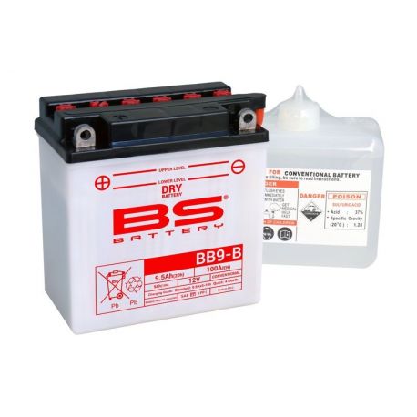 Batterie BS BATTERY BB9-B haute performance livrée avec pack acide