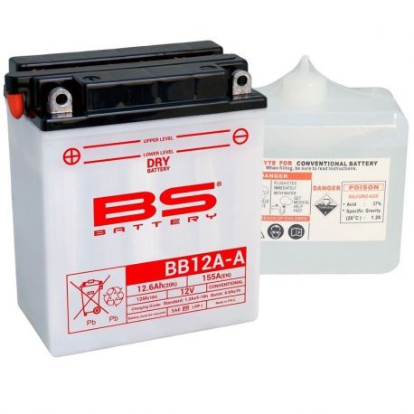 Batterie BS BATTERY BB12A-A haute performance livrée avec pack acide