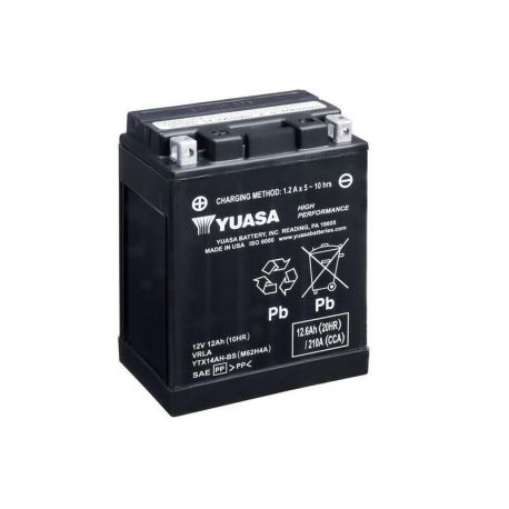 Batterie YUASA YTX14AH-BS sans entretien livrée avec pack acide