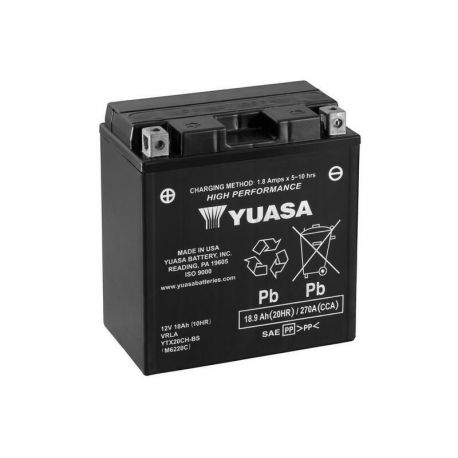 Batterie YUASA YTX20CH-BS sans entretien livrée avec pack acide