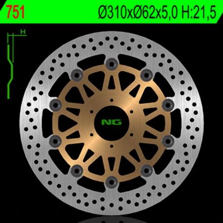 Disque de frein NG 751 rond flottant Honda CBR900RR