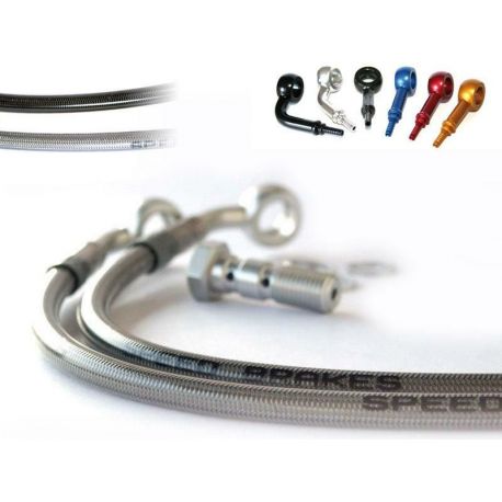 Durite de frein avant d'aviation SPEEDBRAKES inox/raccord bleu BMW R60/7