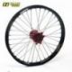 Roue avant complète HAAN WHEELS 21x1,60x36T jante noir/moyeu rouge/rayons noir/têtes de rayons rouge