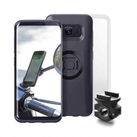 Pack complet SP-CONNECT Moto Bundle fixé sur rétroviseur Samsung S8