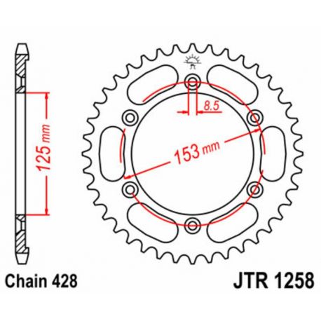 Couronne JT SPROCKETS 54 dents acier pas 428 type 1258