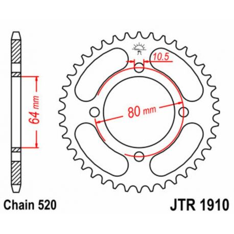 Couronne JT SPROCKETS 32 dents acier pas 520 type 1910