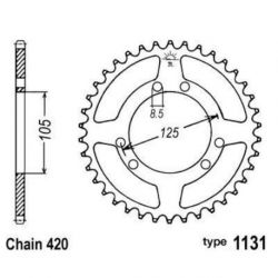 Couronne B1 50 dents acier standard pas 420 type 1131 Gilera/Derbi/Yamaha/Peugeot