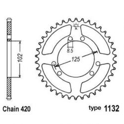 Couronne B1 53 dents acier standard pas 420 type 1132 Derbi Senda DRD/Bultaco Astro