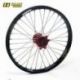 Roue avant complète HAAN WHEELS SM Tubeless 17x3,50x36T jante noir/moyeu rouge/rayons argent/têtes de rayons argent