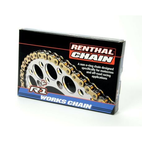 Chaîne de transmission RENTHAL 420 R1 Works or/noir 110 maillons