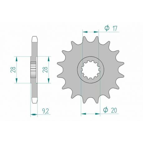 Pignon AFAM 13 dents acier type 94121 pas 428 HM-HONDA CRE 50 Derapage