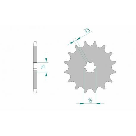 Pignon AFAM 15 dents acier type 27100 pas 420 KAWASAKI KFX 50 KSF 50