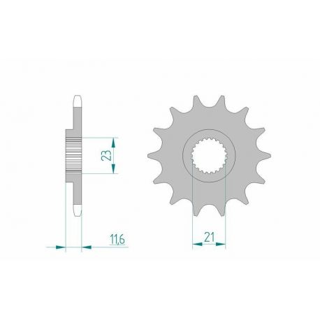 Pignon AFAM 13 dents acier type 21307 pas 520 YAMAHA TT 250 R