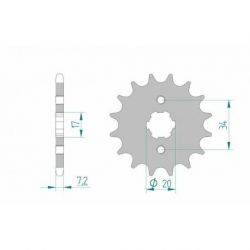 Pignon AFAM 18 dents acier type 20209 pas 428 DERBI 125 R Senda