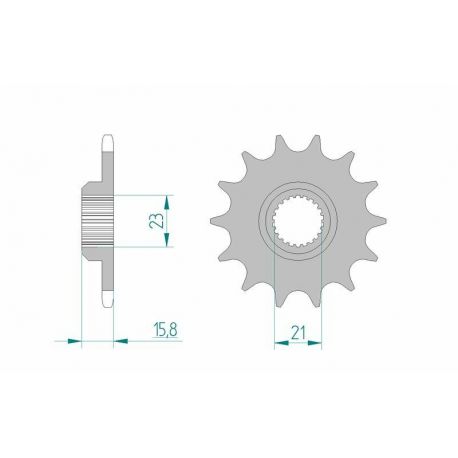 Pignon AFAM 15 dents acier type 21504 pas 520 MZ/MUZ 660 Baghira