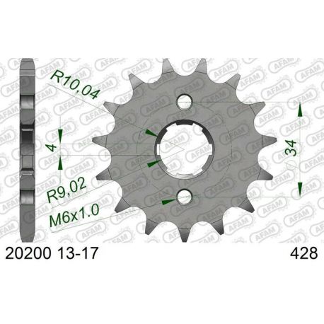 Pignon AFAM 13 dents acier type 20200 pas 428 AJP PR3 125 Enduro