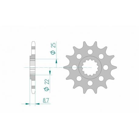 Pignon AFAM 16 dents acier type 28402 pas 520 KAWASAKI ZZR 600