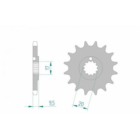 Pignon AFAM 12 dents acier type 94202 pas 428 BETA 50 RR